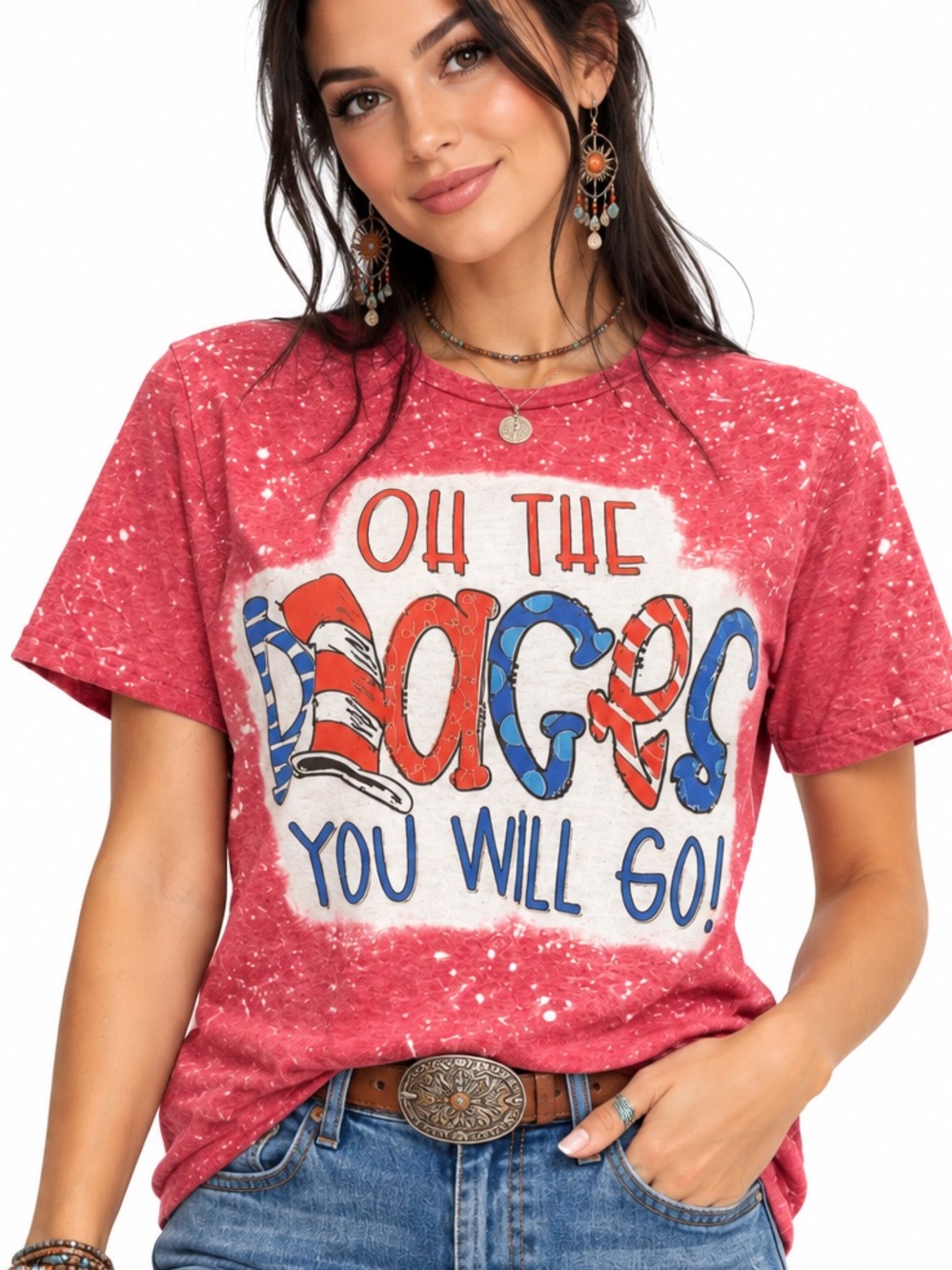 Dr Suess Cat in the Hat 'Oh The Places You Will Go!' Red Graphic Tee
